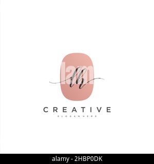 LH Initial handwriting minimalist geometric logo template vector art, Logo for business beauty, fashion, and other art Stock Vector