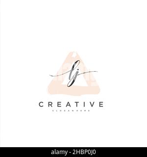 LJ Initial handwriting minimalist geometric logo template vector art, Logo for business beauty, fashion, and other art Stock Vector