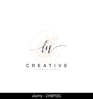 LU Initial handwriting minimalist geometric logo template vector art, Logo for business beauty, fashion, and other art Stock Vector