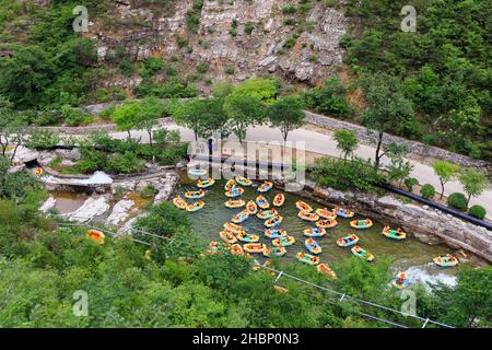 very colorful item boat bottle and balls Stock Photo
