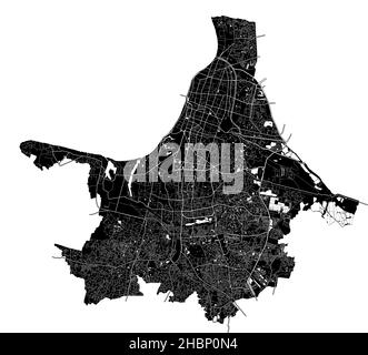 Kolkata, India, high resolution vector map with city boundaries, and editable paths. The city map was drawn with white areas and lines for main roads, Stock Vector