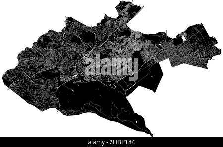 Nairobi, Kenya, high resolution vector map with city boundaries, and editable paths. The city map was drawn with white areas and lines for main roads, Stock Vector