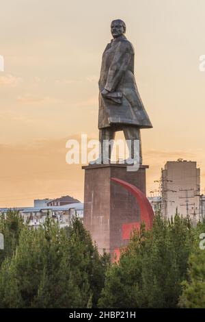Lenin statue in Khujand, Tajikistan Stock Photo