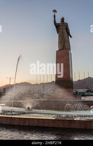 Ismail Somoni statue in Khujand, Tajikistan