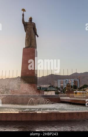 Ismail Somoni statue in Khujand, Tajikistan