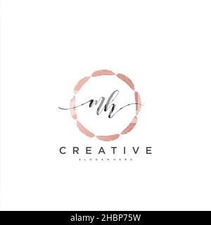 MH Initial handwriting minimalist geometric logo template vector art, Logo for business beauty, fashion, and other art Stock Vector