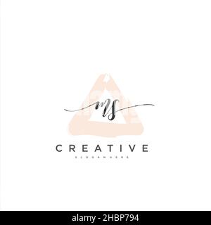 MS Initial handwriting minimalist geometric logo template vector art, Logo for business beauty, fashion, and other art Stock Vector