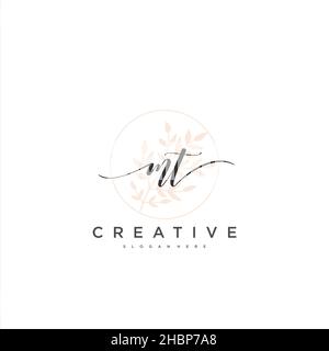 MT Initial handwriting minimalist geometric logo template vector art, Logo for business beauty, fashion, and other art Stock Vector