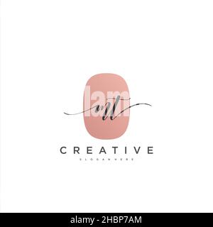MT Initial handwriting minimalist geometric logo template vector art, Logo for business beauty, fashion, and other art Stock Vector