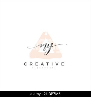 MY Initial handwriting minimalist geometric logo template vector art, Logo for business beauty, fashion, and other art Stock Vector