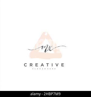 MX Initial handwriting minimalist geometric logo template vector art, Logo for business beauty, fashion, and other art Stock Vector