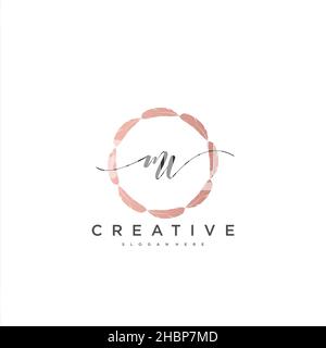 MV Initial handwriting minimalist geometric logo template vector art, Logo for business beauty, fashion, and other art Stock Vector