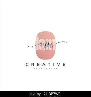 MW Initial handwriting minimalist geometric logo template vector art, Logo for business beauty, fashion, and other art Stock Vector