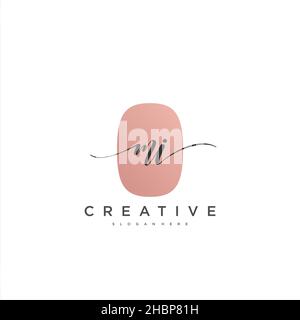 MI Initial handwriting minimalist geometric logo template vector art, Logo for business beauty, fashion, and other art Stock Vector