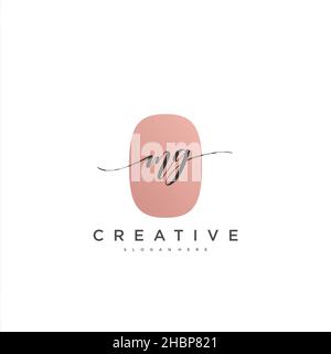 MG Initial handwriting minimalist geometric logo template vector art, Logo for business beauty, fashion, and other art Stock Vector