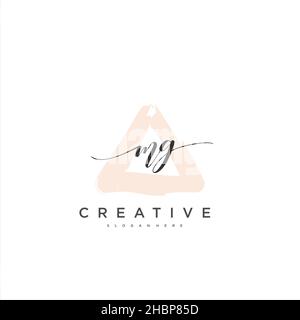 MG Initial handwriting minimalist geometric logo template vector art, Logo for business beauty, fashion, and other art Stock Vector