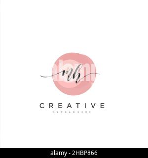 MH Initial handwriting minimalist geometric logo template vector art, Logo for business beauty, fashion, and other art Stock Vector