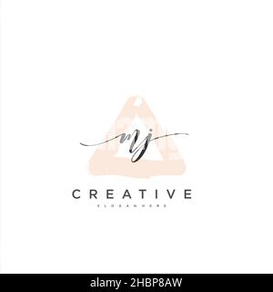 MJ Initial handwriting minimalist geometric logo template vector art, Logo for business beauty, fashion, and other art Stock Vector