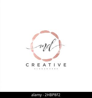 MD Initial handwriting minimalist geometric logo template vector art, Logo for business beauty, fashion, and other art Stock Vector