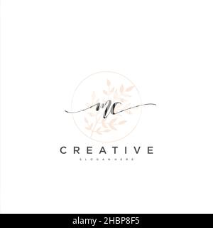 MC Initial handwriting minimalist geometric logo template vector art, Logo for business beauty, fashion, and other art Stock Vector