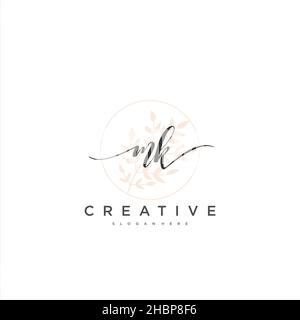 MK Initial handwriting minimalist geometric logo template vector art, Logo for business beauty, fashion, and other art Stock Vector