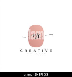 MC Initial handwriting minimalist geometric logo template vector art, Logo for business beauty, fashion, and other art Stock Vector