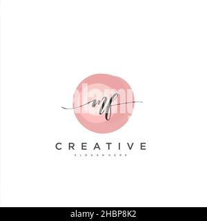 MF Initial handwriting minimalist geometric logo template vector art, Logo for business beauty, fashion, and other art Stock Vector
