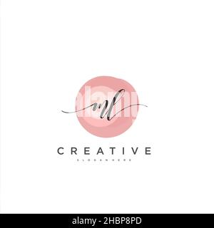 ML Initial handwriting minimalist geometric logo template vector art, Logo for business beauty, fashion, and other art Stock Vector