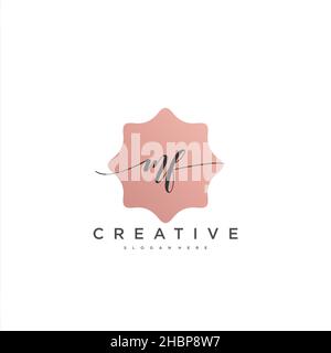 MF Initial handwriting minimalist geometric logo template vector art, Logo for business beauty, fashion, and other art Stock Vector