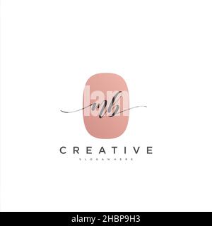 MB Initial handwriting minimalist geometric logo template vector art, Logo for business beauty, fashion, and other art Stock Vector
