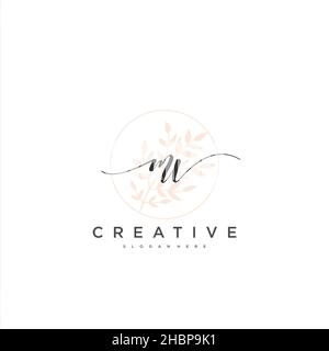 MV Initial handwriting minimalist geometric logo template vector art, Logo for business beauty, fashion, and other art Stock Vector