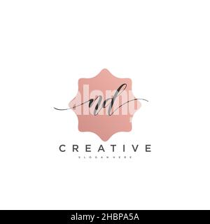 ND Initial handwriting minimalist geometric logo template vector art, Logo for business beauty, fashion, and other art Stock Vector