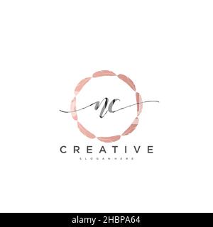 NC Initial handwriting minimalist geometric logo template vector art, Logo for business beauty, fashion, and other art Stock Vector