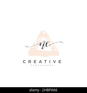 NE Initial handwriting minimalist geometric logo template vector art, Logo for business beauty, fashion, and other art Stock Vector