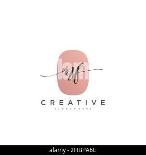 NF Initial handwriting minimalist geometric logo template vector art, Logo for business beauty, fashion, and other art Stock Vector