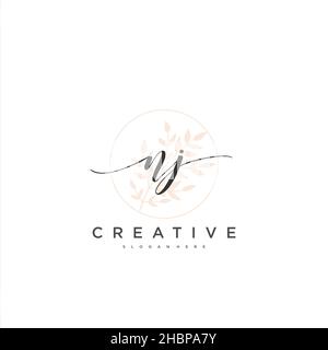NJ Initial handwriting minimalist geometric logo template vector art, Logo for business beauty, fashion, and other art Stock Vector
