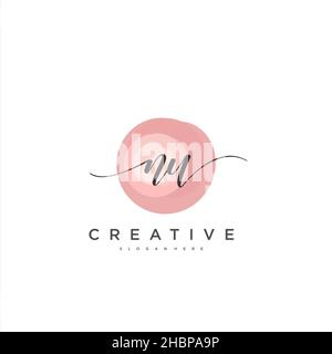 NU Initial handwriting minimalist geometric logo template vector art, Logo for business beauty, fashion, and other art Stock Vector
