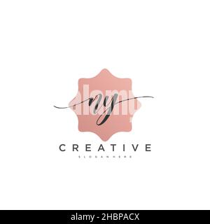 NY Initial handwriting minimalist geometric logo template vector art, Logo for business beauty, fashion, and other art Stock Vector