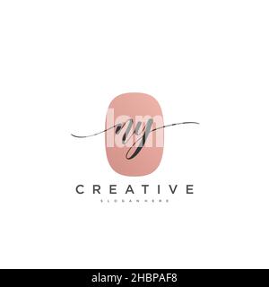 NY Initial handwriting minimalist geometric logo template vector art, Logo for business beauty, fashion, and other art Stock Vector