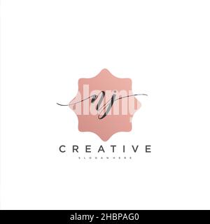 NJ Initial handwriting minimalist geometric logo template vector art, Logo for business beauty, fashion, and other art Stock Vector