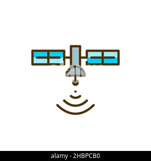 Satellite wireless connection icon. Pixel perfect, editable stroke, color Stock Vector
