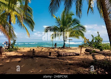 Beautiful tropical Punta Uva Beach, Limon, Costa Rica Stock Photo