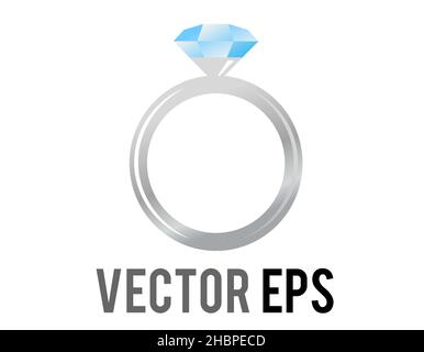 The isolated vector engagement wedding diamond with white gold ring icon Stock Vector