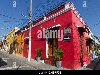 The characteristic houses in the historic center of Cartagena, Colombia Stock Photo