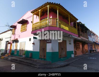 The characteristic houses in the historic center of Cartagena, Colombia Stock Photo