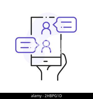 online meeting related line icon Stock Vector