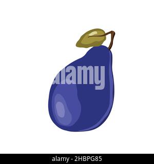 Plum icon isolated on white background. Natural delicious fresh ripe tasty fruit. Template vector illustration for packaging, banner, card and other Stock Vector