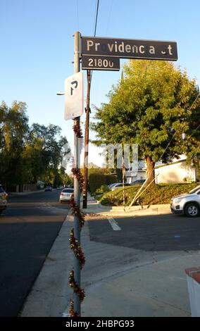 Woodland Hills, California, USA 19th December 2021 A general view of atmosphere of Meghan Markle, Meghan Duchess of Sussex, First Childhood Home at 21836  Providencia Street on December 19, 2021 in Woodland Hills, California, USA. Photo by Barry King/Alamy Stock Photo Stock Photo