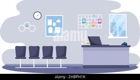Police station or department, investigation bureau room interior with ...