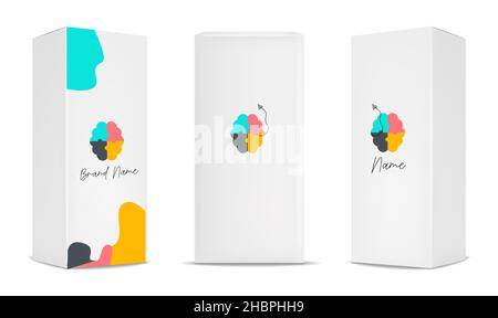 Brand name, logo design, packaging box, free design Stock Vector